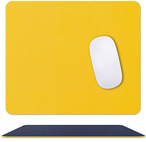 Epxee Tapis de Souris Double Face en Cuir synthétique pour Ordinateur Portable/Ordinateur Portable Jaune Bleu