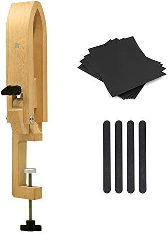 FASTTOBUY Outil de couture réglable pour cuir de poney pour cuir - Outil de couture amélioré - Système de laçage pour maintenir le cuir lors de la couture du cuir (pince en bois pliable)