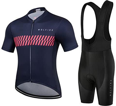 WOLFIRE WF Fahrradbekleidung Herren, rennrad Trikot Herren, Radlerhose Herren. mit 20D Gel Pad, gepolsterter Latz, MTB. radtrikot Herren Kurzarm. Fahrradbekleidung männer Set. Rad Kleidung Herren