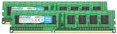 BRAINZAP MTXtec - Memoria RAM DDR3 da 16 GB (2 x 8 GB), PC3-12800U, 2Rx8, 1600 MHz, 1,5 V, CL11, per PC