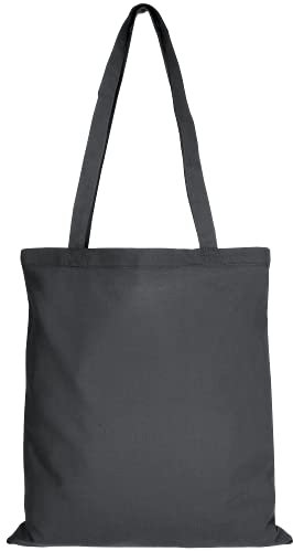 TEXXILLA Baumwolltasche - OEKO-TEX 100 zertifiziert | mit zwei langen Henkeln | 38x42cm | Jutebeutel | Einkaufstasche | unbedruckt, Farbe:anthrazit