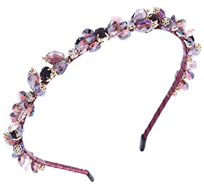 IYOU Jahrgang Kristall Stirnband Blau Glänzend Strass Haarband Party Abschlussball Kopfbedeckung Haarschmuck zum Frauen und Mädchen