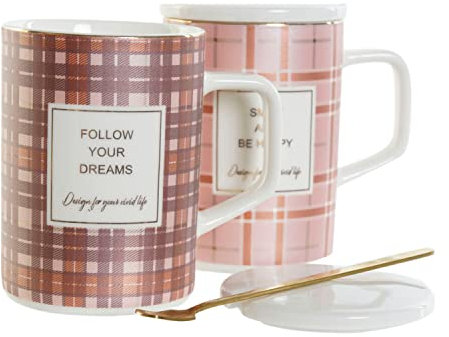 DKD Home Decor Taza para infusión de la Marca, Color marrón y Rosa, de Porcelana Bone China (39 x 46 x 28 centímetros) (2 Unidades)