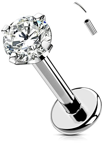 OUFER Body Piercing Lippenpiercing Piercing-Piercing Titan 6/8/10/12 Helix-Tragus-Ohrring 16g Zirkonia Tragus Helix Conch Lippenpiercing Gehäuse Stahl