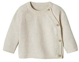Vertbaudet Baby Strickpullover, Knöpfe vorn beige meliert 74