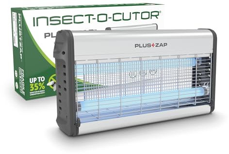 Insect-o-Cutor PlusZap Elektrischer Fliegenvernichter - Mückenbekämpfung - Leistungsstarkes Tötungsgitter - Vorinstallierte UV-Lampen - Auffangschale - Zap Kill Trap - 30W Aluminium - Generation 3