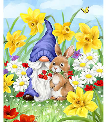 RICUVED Gnome Diamond Painting Bilder, 5D Blumen Diamant Painting Bilder Erwachsene Diamant Malerei Bilder Set Full Drill Blume Diamond Painting Cross Stickerei Malerei Set 30x40cm