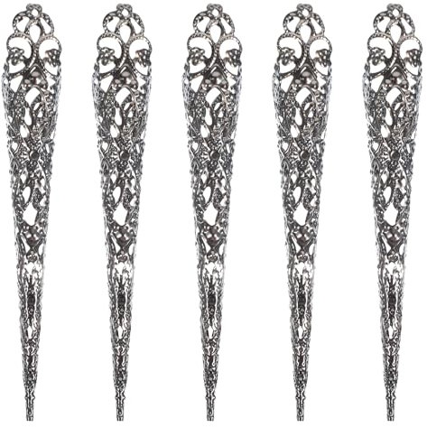 5-Piece Set Finger Nail Tip Claw Rings,Floral Nail Tip Claw Rings Ancient Queen Costume Fingertip Decor for Halloween Women Cosplay Costumes