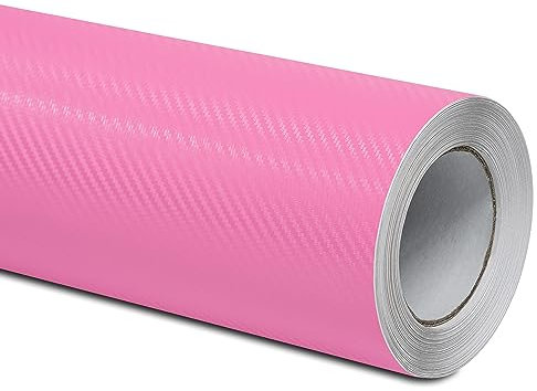 Folindo® Autofolie 3D Carbon Folie Auto Rosa (12€/m²) | 200 x 152 cm | Carbonfolie für Innenraum & außen | Selbstklebende Matt Glanz Luftkanal Folie zur Auto Folierung | Blasenfrei