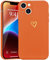 Wirvyuer for iPhone 14 Case with Cute Heart Pattern Soft Shockproof Protective Silicone Phone Case for Women Girls, Orange
