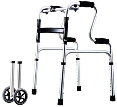 Gehgestell, leicht, klappbar, höhenverstellbar, Gehgestell aus Aluminium mit Rädern und Sitz, Gehhilfe (Gehgestell + Sitz), doppelter Komfort (Gehgestell + Räder)