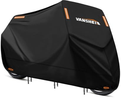 VANSHEIM Housse de Moto Extérieur et Intérieur Imperméable - Protection Hiver Bâche pour Scooter en Tissu Oxford 420D Contre la Pluie et Les Rayons UV - 245x105x125cm