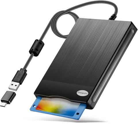 Chuanganzhuo Lettore di floppy disk, 3,5 pollici USB tipo A & C esterno floppy disk drive, 3 1/2 lettore floppy disk per PC, laptop e notebook-texture spazzolata