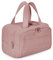 BAGSMART Reise Kulturbeutel, Leichte, Große, Weit Offene Reisetasche für Frauen, Bauschiger Kosmetik Make up Taschen Organizer mit Griff für Zubehör, Essentials, Toilettenartikel, Dunkelpink