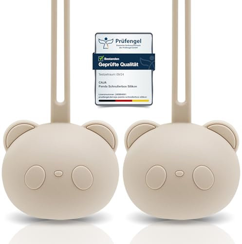 CAJA Schnullerbox Silikon 2 Stück - Schnulleraufbewahrung - Panda Design - BPA-frei - Sichere Aufbewahrung Schnuller - Hochwertige Baby Zubehör Kleinkinder & Babys (2er Set complexion)