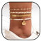 Flovel Boho Perlen Muschel Fußkettchen Goldfarbene Strass Fußkettchen Geflochtene Sommer Strand Fußkette für Frauen