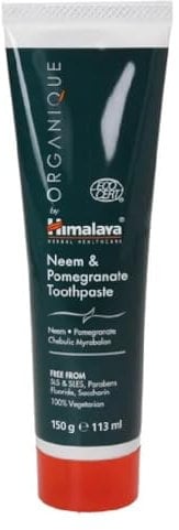 Himalaya - Neem & Pomegranate Zahnpasta | Fluoridfreie natürliche Zahnpflege mit Extrakten aus Neem, Granatapfel und Myrobalan - 150g