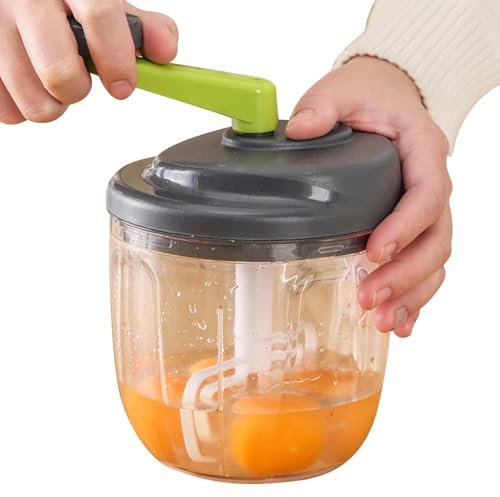 Picadora de mano - Picadora manual, escurridor de cebolla de manivela | Picadora de comida rápida portátil con recipiente, cortador de verduras de cocina sostenible, picadora de carne para albóndigas,