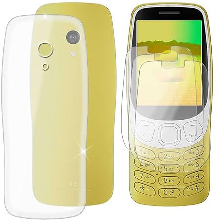 Ikiiqii Funda para Nokia 3210 2024 (2.40) Teléfono + Cristal Templado(3 Piezas), Capa Antigolpes Silicona a Prueba de Caídas Funda Móvil para Protectora TPU Suave - Transparent
