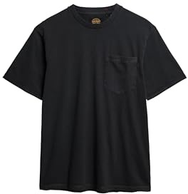 Superdry Herren T-Shirt mit Tasche und Kontrastnähten Verwaschenes Schwarz XXL