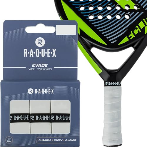 Raquex Evade Griffband für Padelschläger – Weiß – 3er-Pack Griffband für Padelschläger, 0,65 mm dick – saugfähiger, leicht klebriger, Rutschfester Übergriff für Padel- oder Pickleball-Schläger