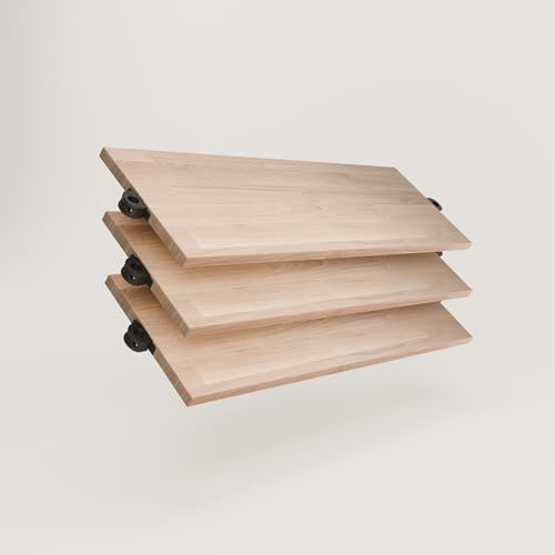 pamo Regalboden Eiche inkl. Montagezubehör 91,5 x 30,5 cm | 3er Set I höhenverstellbar I stoß- & Kratzfest I Kleiderstangen offener Kleiderschrank I Made in Europe