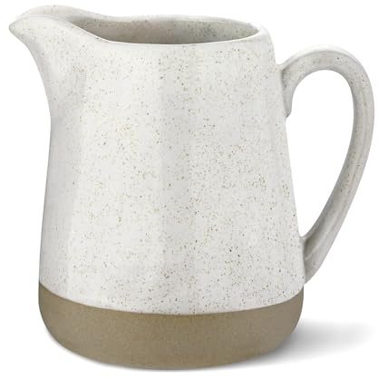 Yedio 9 oz Stoneware Creamer Pitcher, Small Milk Container Cup | Small Milk Jug with Handle, Ceramic Creamer Cup Container for Coffee, Microwave & Freezer Safe