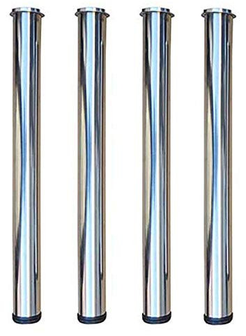 Lot de 4 pieds de meubles en acier inoxydable réglables pour table basse en verre Argenté