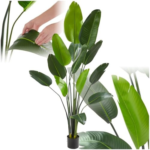 TecTake® Plante Artificielle Oiseau du Paradis 180cm Fausse Plante Interieur Arbre Vert Arbre Artificiel Décoration Maison idéal pour Décoration Salon Chambre Cuisine Dressing Chambre Enfant Bureau