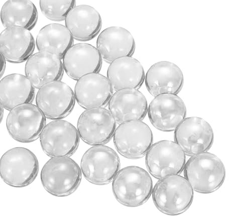 sourcing map Glass Beads,1set Round Glass Gemstone Pale White 0.60lbs (0.63) Glass Marbles Pebbles for Vase Fillers Aquarium Decor DIY Craft