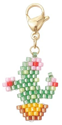 COGCHARGER 1 Pieces Cactus Bag Charms Keychain Purse Accessories Charms Cute Glass Beads Pendants for Women Handbag DIY Supplies