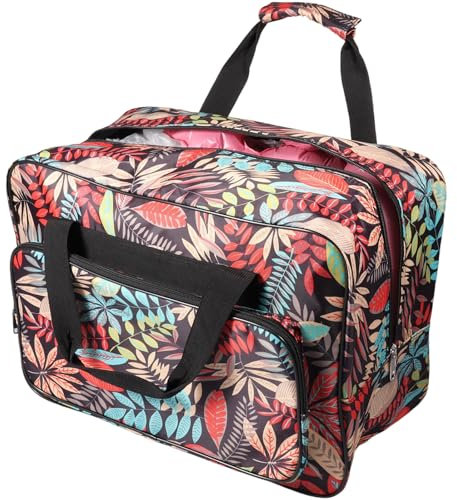 Nähmaschinen Tasche Große Kapazität 46x23x32cm Oxford-Stoff Tragbar Mehrere Taschen Wasserdicht Nähmaschinen Garn Scheren Nadeln Maßbänder Reisetasche Kulturtasche(Rot)