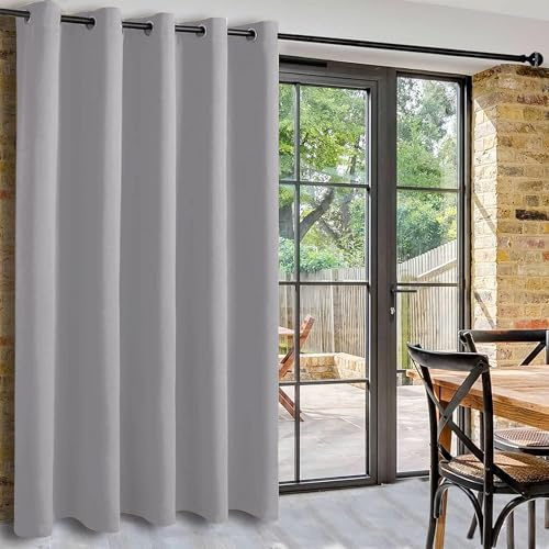 DWCN Blickdicht Gardinen Thermo Silber Grau Raumteiler Vorhang Raumtrenner | H213xB203cm Schallschutz Vorhänge mit Ösen Verdunkelungsvorhang Sichtschutzvorhänge für Wohnzimmer,Schlafzimmer,Büro,1 Stück