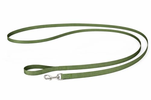hundeleine - ziggi kaki - 300 cm x 25 mm - Nylon hundeleine - karabinerhaken mit glänzender nickelbeschichtung