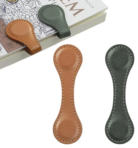 2 Stück Magnetische Lesezeichen aus Leder, Vintage Personalisiertes Leder-Lesezeichen, Buchmarker-Clip im Retro-Stil, Vintage Buchseitenhalter für Frauen Bücherwurm, Buchliebhaber, Lesergeschenk