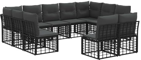 vidaXL Outdoor-Sofagarnitur Schwarz und Dunkelgrau Polyester, Gartenmöbel, Terrassen-Sets, modulare Loungesofas, stylische Sitzgruppen für deinen Outdoor-Bereich