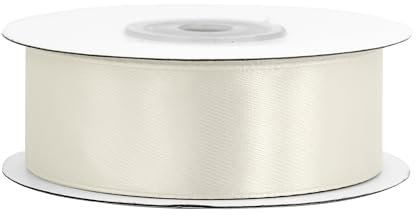 Satinband 25mm x 25m Rolle - FARBAUSWAHL in 3/6/12/18/25/38/50/75/100mm - farbecht & waschbar - Schleifenband für Hochzeit - Geschenkband zum Verpacken Dekorieren Basteln - Creme 820