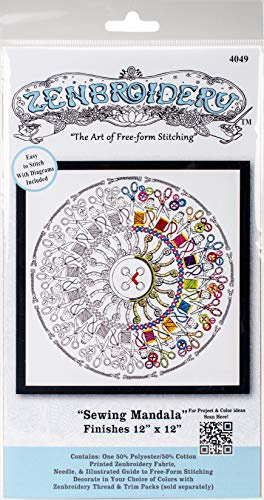 Tobin Design Works/Zenbroidery Stamped Embroidery 12X12-Sewing Mandala