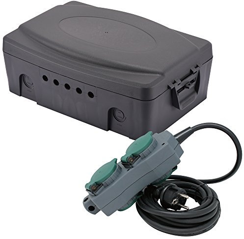 Electraline 300174 Boîte de branchements électriques extérieure résistant aux intempéries IP54 avec bloc multiprise 4 prises étanche 5 m
