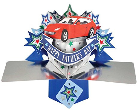 Happy Father's Day Red Car Pop-Up Greeting Card Second Nature 3D Pop Up Cards