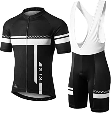 INBIKE Cycling Jersey Men Set Quick-Dry Bicycle Bib Shorts Outfit Breathable Short Sleeve Bike Shirt with 3D Padded