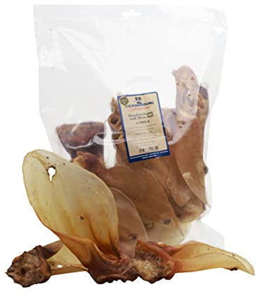 Tiernahrung Schwenner - Rinderohren mit Muschel 10 STK - Hundeleckerli für EIN Starkes und sauberes Gebiss – getrocknet