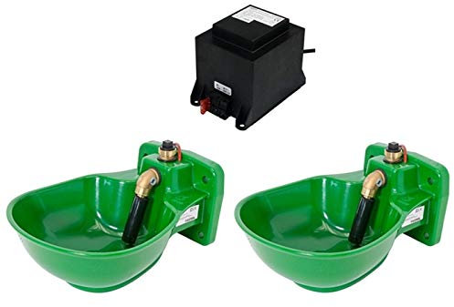 Kerbl Tränke Set: beheizbare Tränken 73 Watt 24V mit 200 Watt Trafo, Kunststoff Tränkebecken, Frostsicher bis -25°C automatisches Thermostat, Pferd Rind Pferdetränke Rindertränke Selbsttränke