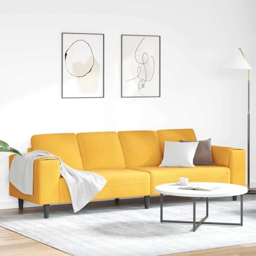 Owoxanthellate 3-Sitzer Cord-Sofa helles Gelb 208x45 cm Holzbeine Modernes Design mit abnehmbaren Bezügen Komfort & Langlebigkeit für Wohnzimmer Studio Apartment und Büro