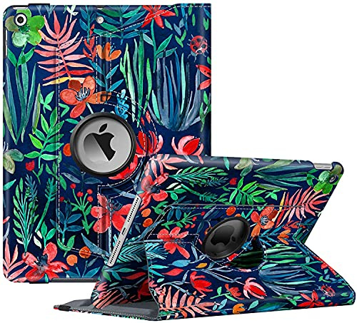 Fintie Hülle für iPad 10.2 Zoll 9. Generation/ 8 Generation/ 7 Generation | Schutzhülle mit Stifthalter, 360 Grad drehbarem Ständer, Auto Schlaf/Wach Funktion, Dschungelnacht