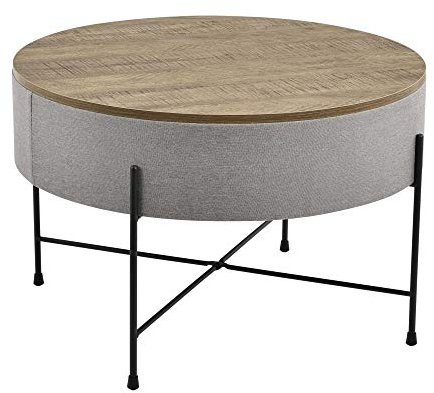 [en.casa] Couchtisch mit Stauraum Rund in Holzfarben Beistelltisch Lampentisch Nachttisch Sofatisch