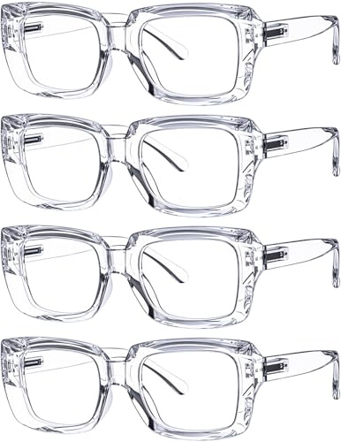 Eyekepper Blue Light Reading Glasses Women, Square Design 4 Pack
