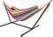 Outdoor Doppel Hängematte mit Gestell - 285x120x110 cm - Stabhängemate für 2 Personen - bis 150 Kg belastbar (Kaleidoscopic Stripe)