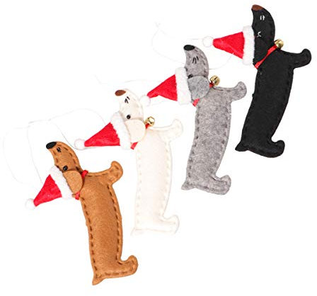 WINOMO Weihnachtsbaum Ornamente Weihnachtsbaum Anhänger Dackel Hund Geformt Exquisite Party Hängende Ornamente Dekoration für Weihnachten Party Liefert 4 Stück