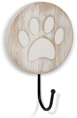 Cutefly Wandgarderobe mit Hundepfoten-Motiv, rustikaler Landhaus-Leinenhalter, Wandaufhängung
